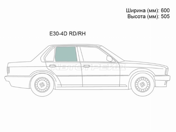 Стекло боковое опускное (Сзади/ Справа/ Цвет зеленый) BMW 3-Series 81-94