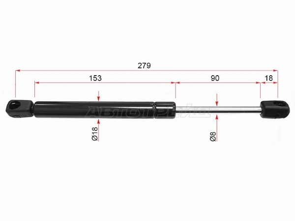 Амортизатор крышки багажника AUDI A4/S4 94-98, AUDI A4/S4 99-01, AUDI TT 98-06, SKODA FABIA 01-07, VW BORA/JETTA 98-06, VW PASSAT B5 97-00