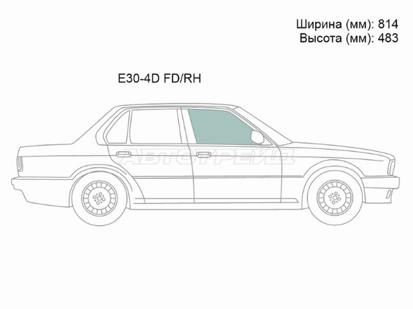 Стекло боковое опускное (Спереди/ Справа/ Цвет зеленый) BMW 3-Series 81-94