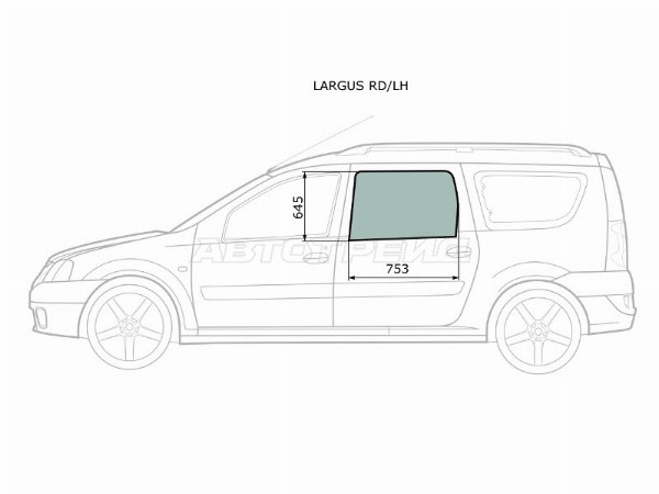 Стекло боковое опускное DACIA LOGAN MCV 06-08, LADA LARGUS 12-, LADA LARGUS 21-, RENAULT LOGAN