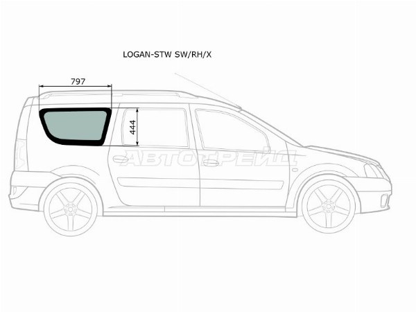 Стекло кузова боковое (не опускное) DACIA LOGAN MCV 06-08, LADA LARGUS 12-, RENAULT LOGAN