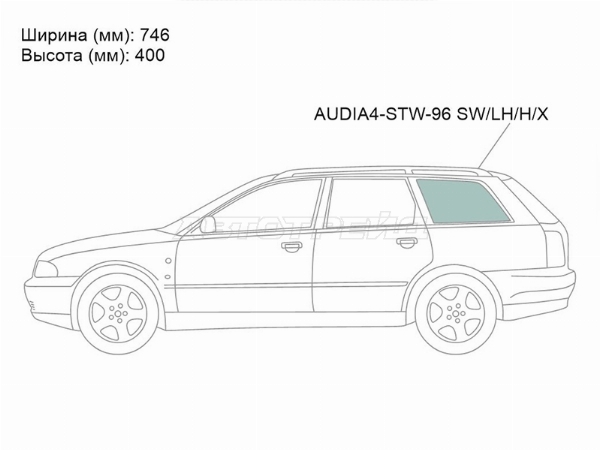 Стекло кузова боковое (не опускное) (Слева/ Цвет зеленый/ Антенна) Audi A4 94-01 / S4 97-01
