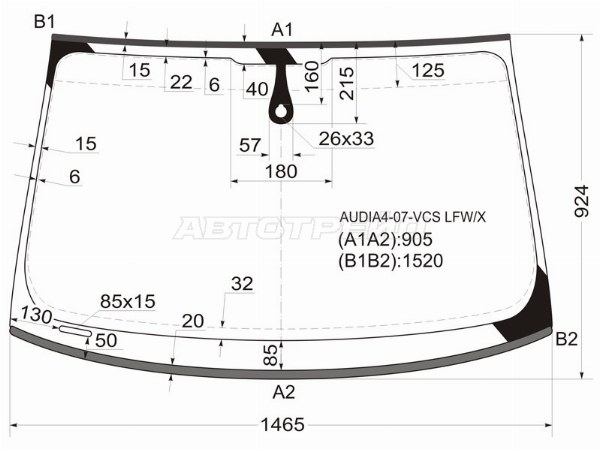 Стекло лобовое AUDI A4, AUDI A4 AVANT, AUDI A4/S4 (B8) 07-15 4D, AUDI A4/S4 (B8) 07-15 5D, AUDI S4, AUDI S4 AVANT