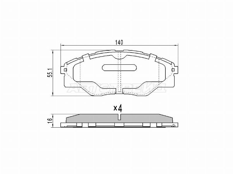 Колодки тормозные (Спереди) Toyota Hilux Pick Up 04-20 / Hilux Surf 05-09