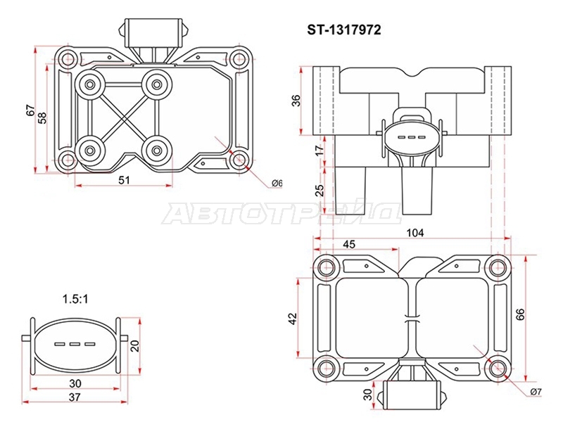Катушка зажигания Ford Fiesta 95-08 / Focus 98-11 AODB;AODE;ASDA;J4B;NGA;SHDC;SYDA (Модуль)