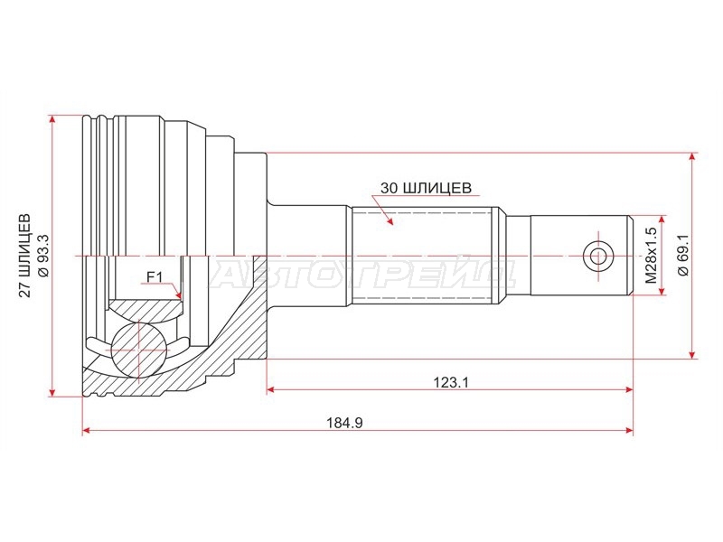 Шрус (Спереди/ Наруж) Toyota Hilux Pick Up 01-15 / Land Cruiser Prado 96-02