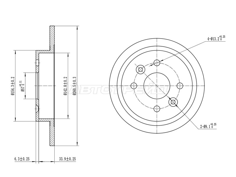Диск тормозной (Сзади) Kia Cerato 04-07 / Spectra 04-09, артикул ST-0K2AA-26251