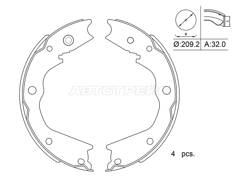 Колодки тормозные барабанные (Стояночный тормоз) Acura MDX 06-13 / ZDX 09-13