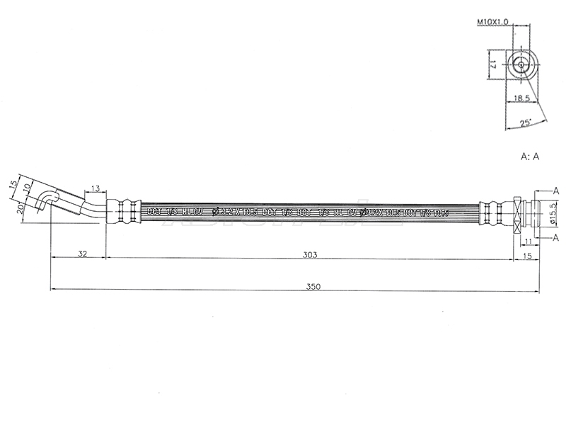 Шланг тормозной (Сзади/ Слева) Hyundai ix35 09-15 / Tucson 09-21