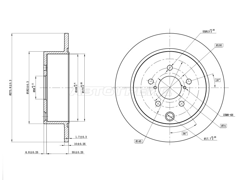 Диск тормозной  зад SUBARU FORESTER SJ IMPREZA GJ SAT ST26700FJ000