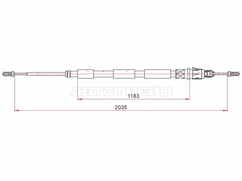 Трос ручного тормоза Citroen C4 04-11 / Peugeot 307 01-08 (Справа=Слева)