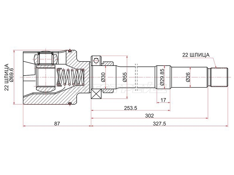 Шрус (Спереди/ Справа/ Внутр) Citroen Berlingo 96-12 / Peugeot Partner 96-12