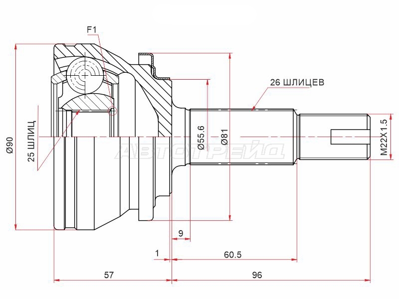 Шрус (Спереди/ Наруж) Toyota Corolla (E210) 18-22 / Prius 15-23