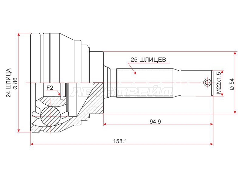 Шрус (Спереди/ Наруж) Mitsubishi Emeraude 92-96 / Eterna 92-96
