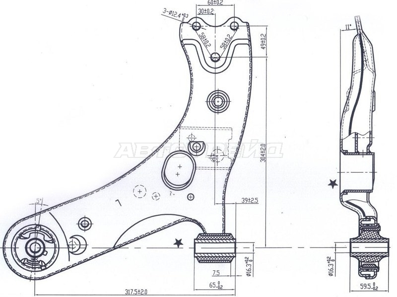 Рычаг подвески Toyota Corolla (E150,E180) 06-19 / Prius Alpha 11-21 (Спереди/ Слева)