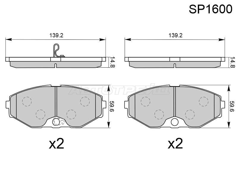 Колодки тормозные перед NISSAN CEFIRO/MAXIMA A33/CEDRIC Y33/INFINITI Q45 HI-Q-SANGSIN BRAKE SP1600