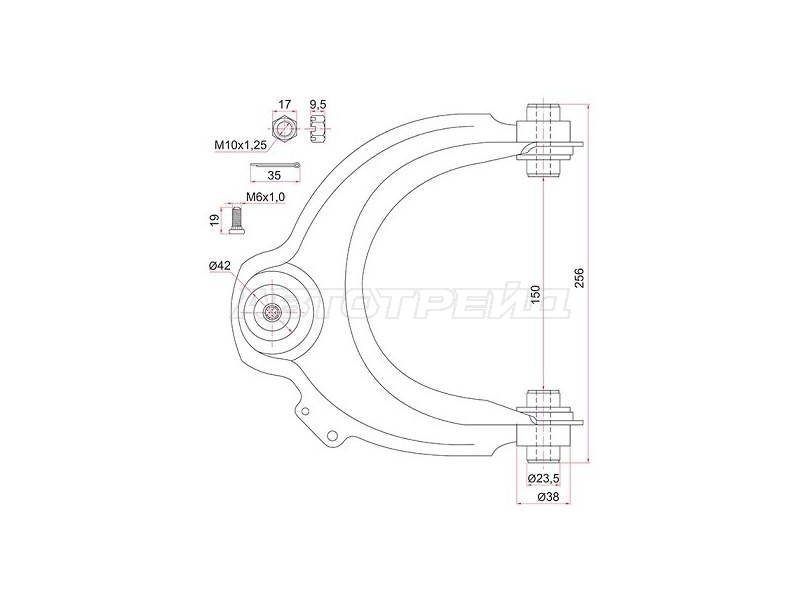 Рычаг подвески Honda Accord 02-13 / Acura TSX 03-08 (Сверху/ Спереди/ Справа)
