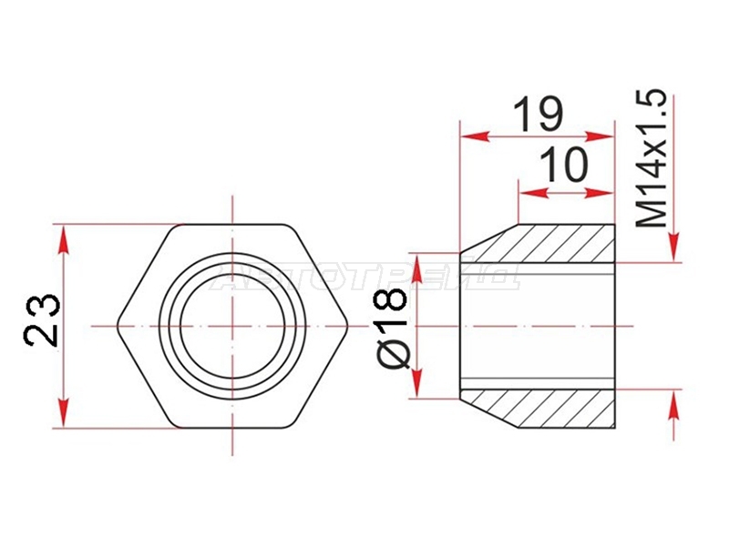 Гайка колесная Toyota Hiace 82-93 / Dyna 84-11 (23,00)