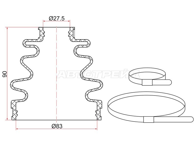 Пыльник шруса наружный HONDA ACCORD 84-  (2 хомута SAT C1003