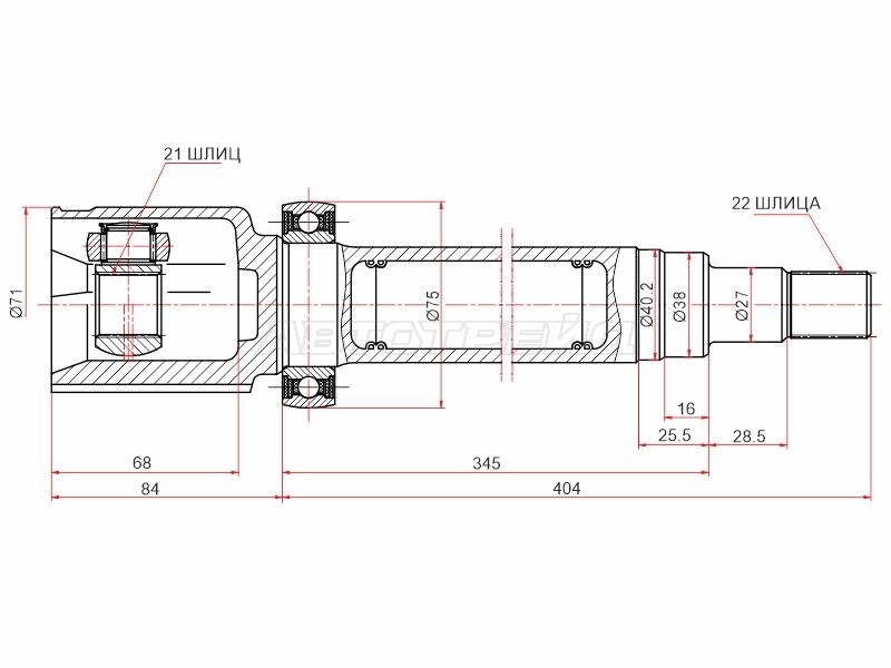 Шрус (Спереди/ Справа/ Внутр) Ford Fiesta 02-12 / Fusion 02-12