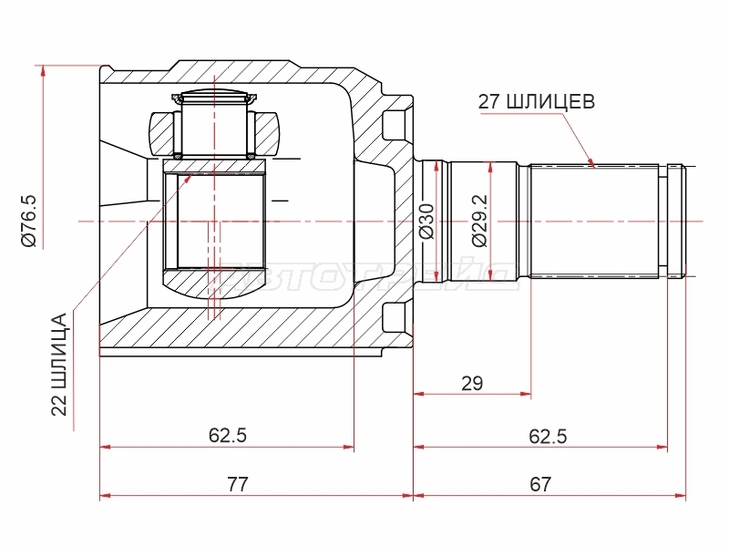 Шрус (Спереди/ Справа=Слева/ Внутр) Hyundai Creta 20-22 / Solaris 10-20