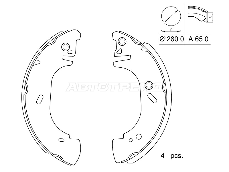 Колодки тормозные барабанные JAC Sunray 12- / Sollers Atlant 22-