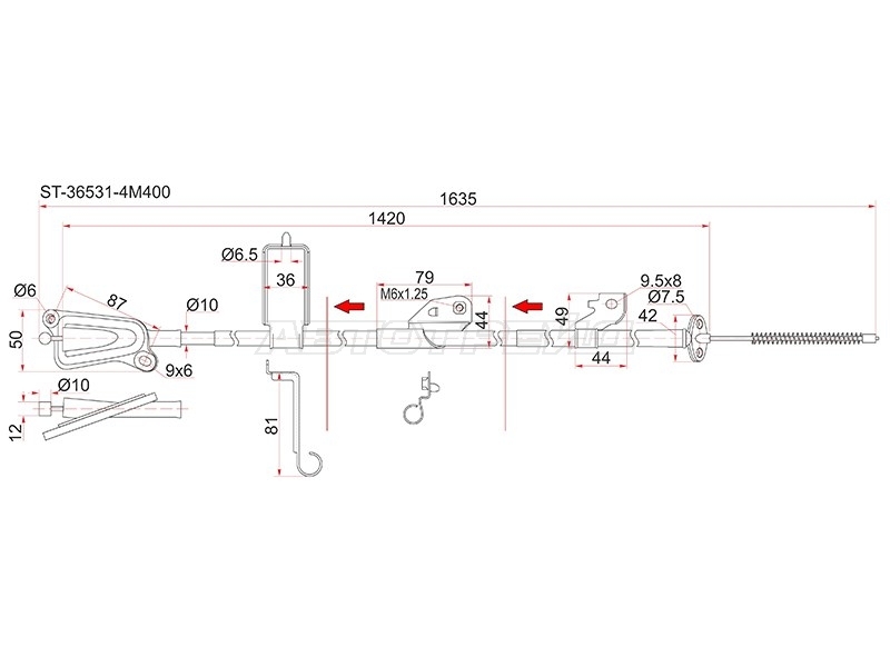Трос ручного тормоза Nissan Almera 00-06 / Sunny 98-04 (Слева)