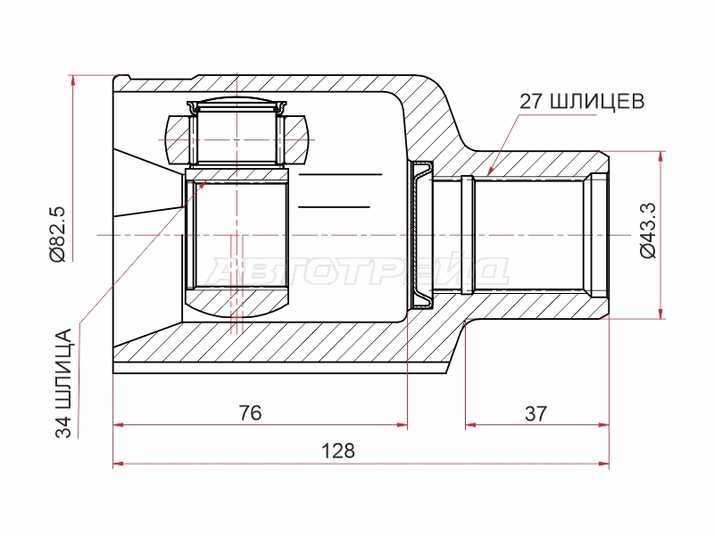 Шрус (Спереди/ Справа/ Внутр) Chevrolet Captiva 06-15 / Opel Antara 06-15