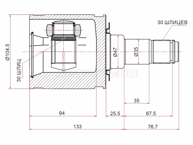 Шрус (Спереди/ Внутр) Toyota Land Cruiser (J100) 98-07 / Land Cruiser Prado 02-09