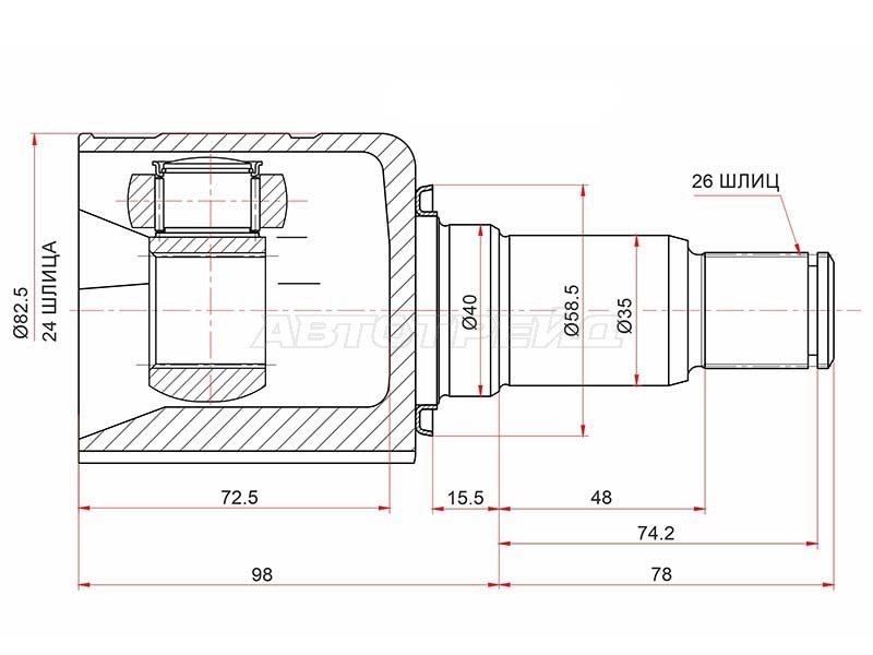 Шрус (Спереди/ Внутр) Suzuki Escudo 05-17 / Grand Vitara 05-16