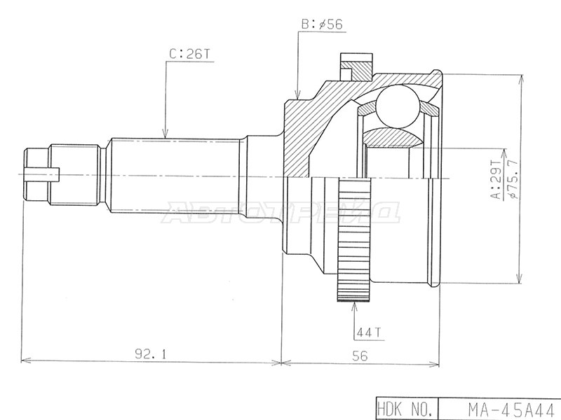 ШРУС наружн [ABS] 44z HDK MA045A44