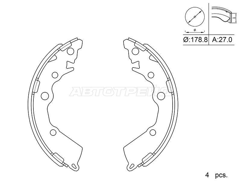 Колодки тормозные барабанные Kia Picanto 11-21