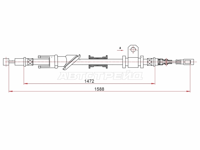Трос ручного тормоза Mitsubishi Lancer 95-08 / Bravo 91-99 (Справа)