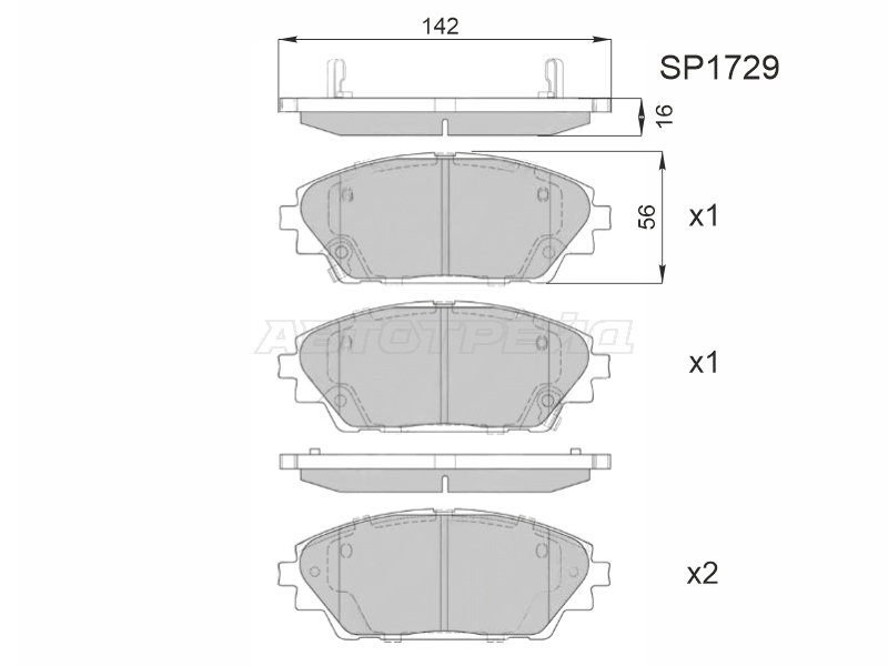 Колодки тормозные (Спереди) Mazda 3 13-19 / CX-3 14 HI-Q-SANGSIN BRAKE SP1729
