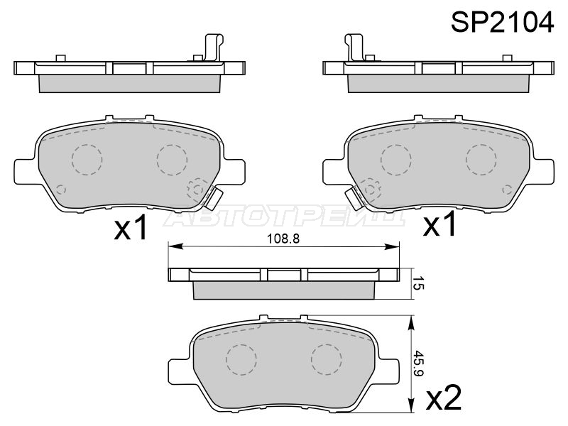 Колодки тормозные (Сзади) Honda Civic 11-17 / Odyssey 03-17 RB1RB2RB1RB2RB3RB4RB3RB4 / Stepwgn 05-09 RG1RG2RG1RG2 / Stream 06-14 HI-Q-SANGSIN BRAKE SP2104