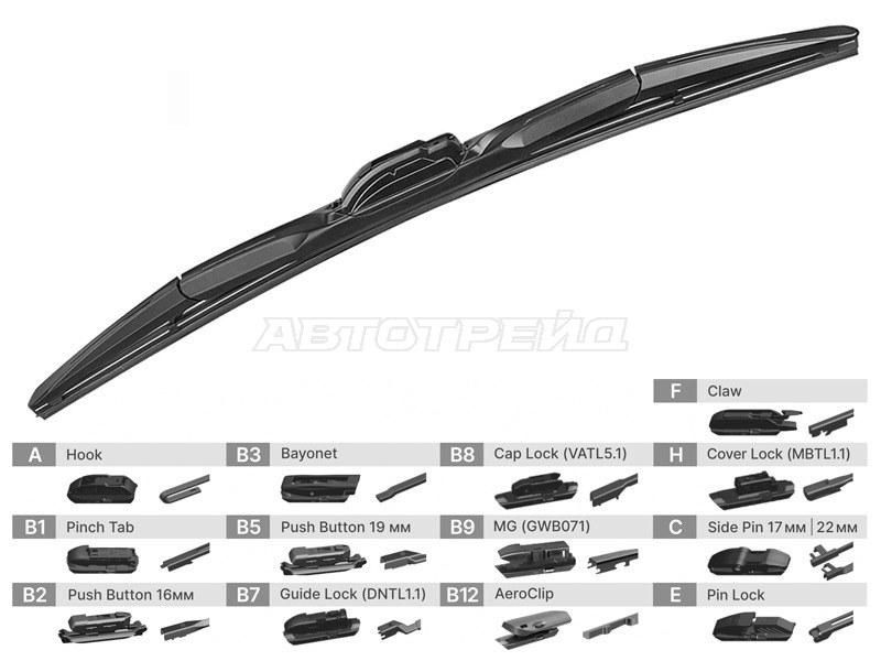 Щетка стеклоочистителя гибридная 22 (550mm) SAT ST2370022