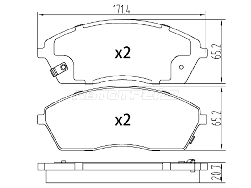 Колодки тормозные (Спереди/ Зад диск) JAC Sunray 12- / Sollers Atlant 22-
