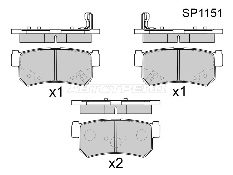 Колодки тормозные зад SSANGYONG ACTYON SPORT 07-/ KORANDO 96-07/ REXTON 01 HI-Q-SANGSIN BRAKE SP1151