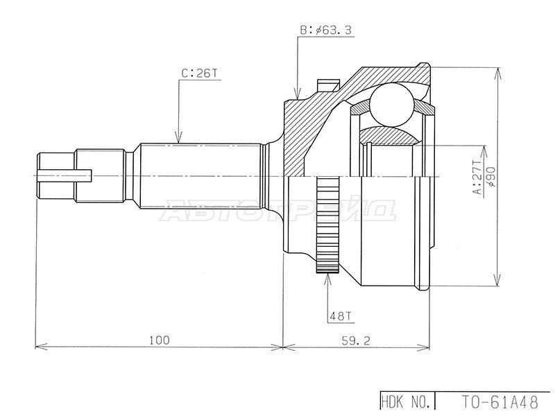 ШРУС наружн [ABS] 48z HDK TO061A48