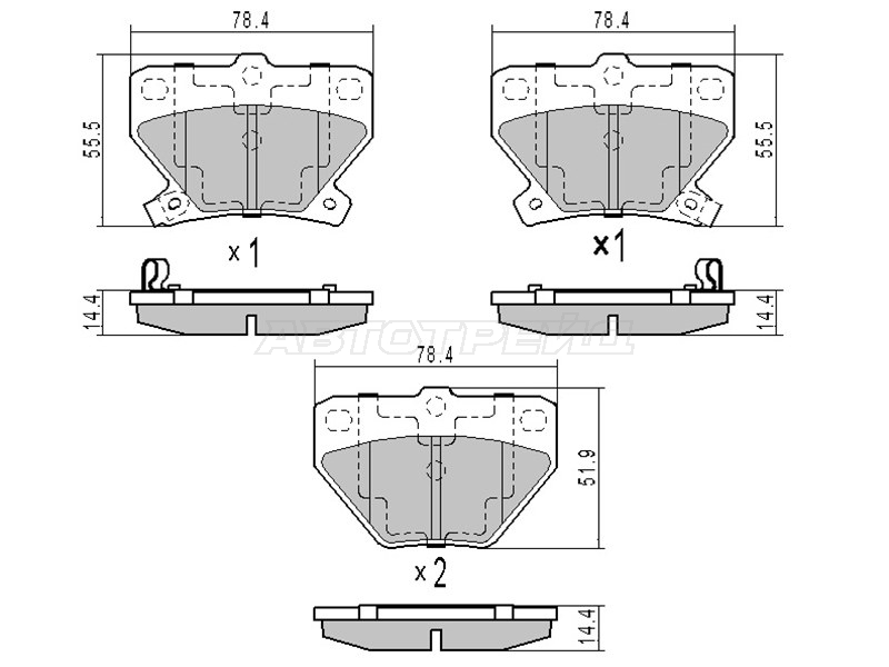 Колодки тормозные (Сзади) Toyota Corolla (E120) 00-07 / Corolla Fielder 00-06