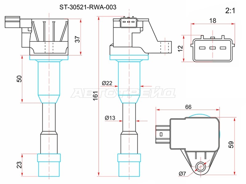 Катушка зажигания Honda Civic 05-12 / Fit 01-07 L12A2;L12A3;L13A;L13A3;L13A7;L13A8;L15A;L15A1;L15A2;