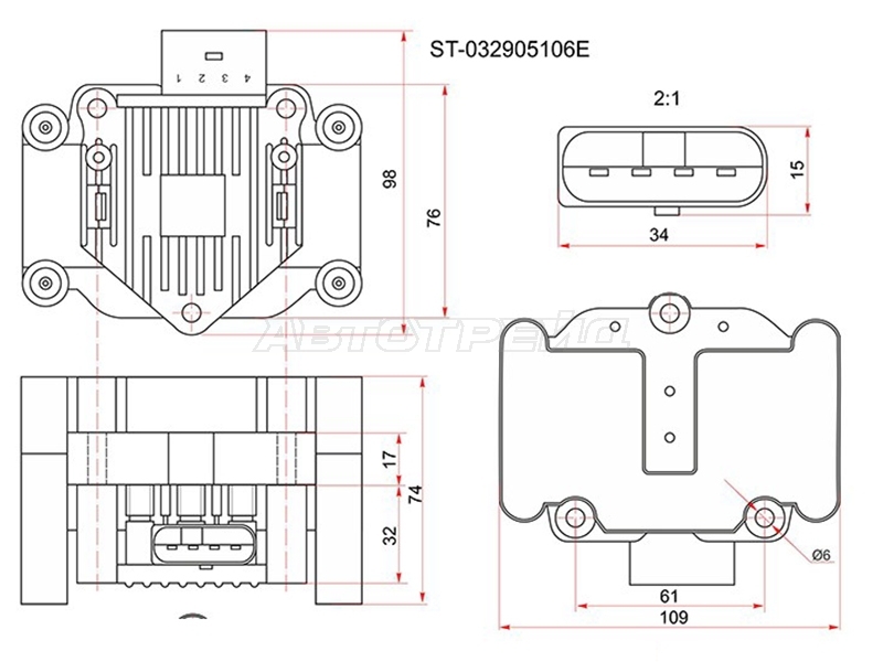 Катушка зажигания Audi A3 96-13 / A4 00-09 BGU;BSE;BSF (Модуль)