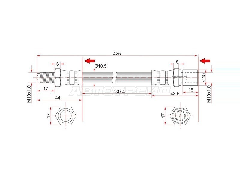 Шланг тормозной (Сзади) Toyota Hilux Pick Up 88-97 / Land Cruiser 84-23