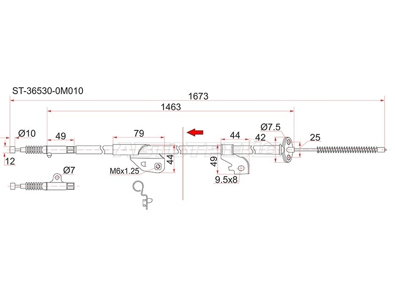 Трос ручного тормоза Nissan Almera 95-00 / Sunny 93-99 (Справа)