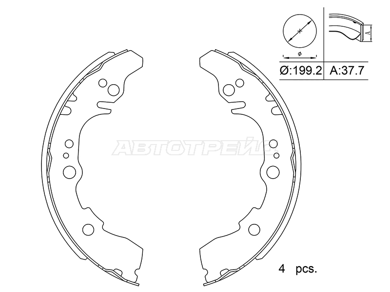 Колодки тормозные барабанные Daihatsu Thor 16-20 / Subaru Justy 95-03 SAT ST280307