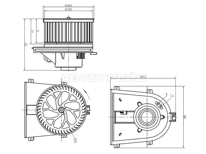 Мотор отопителя салона (Левый руль) Audi A3 96-03 / Skoda Octavia 96-13