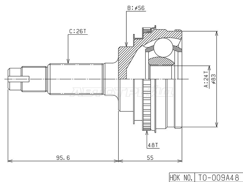 Шрус HDK арт TO009A48 HDK TO009A48