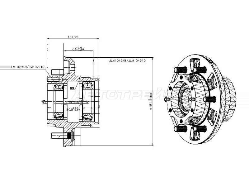 Ступица Toyota Land Cruiser (J80) 89-97 (Спереди)
