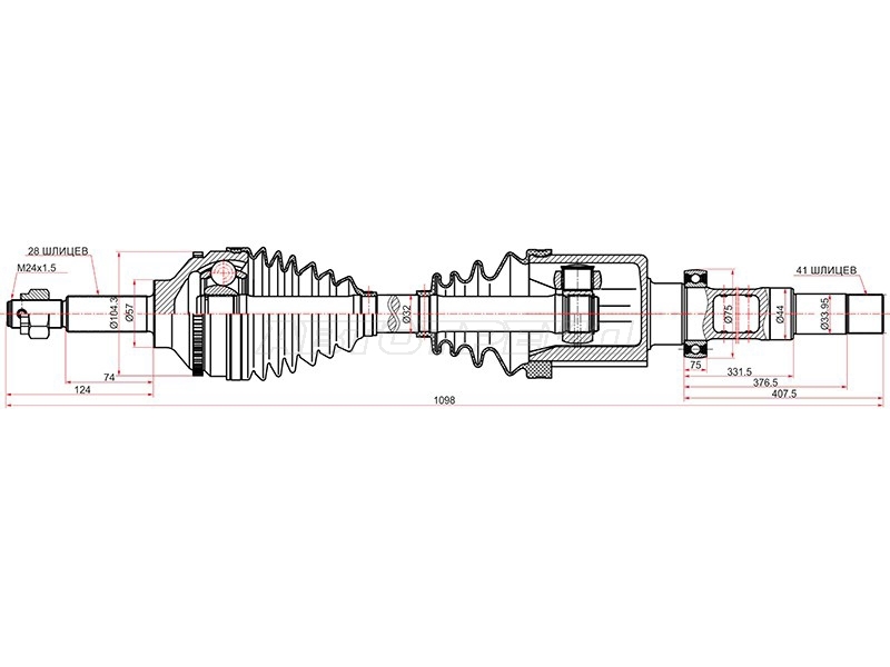 Привод в сборе Ford Transit 06-14 (Спереди/ Справа)