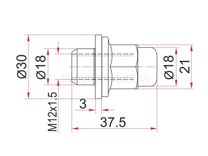 Гайка колесная Toyota Hilux Pick Up 97-04 / Land Cruiser Prado 96-02 (21,00)